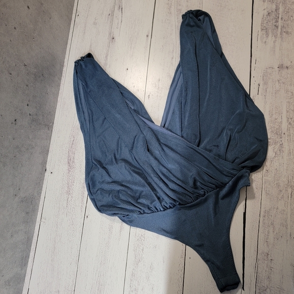 Free People Blue Sleeveless Drape Bodysuit - Picture 2 of 8